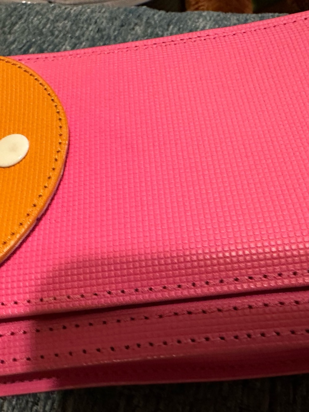 Bright Pink Wristlet Clutch with Orange Snap Accent